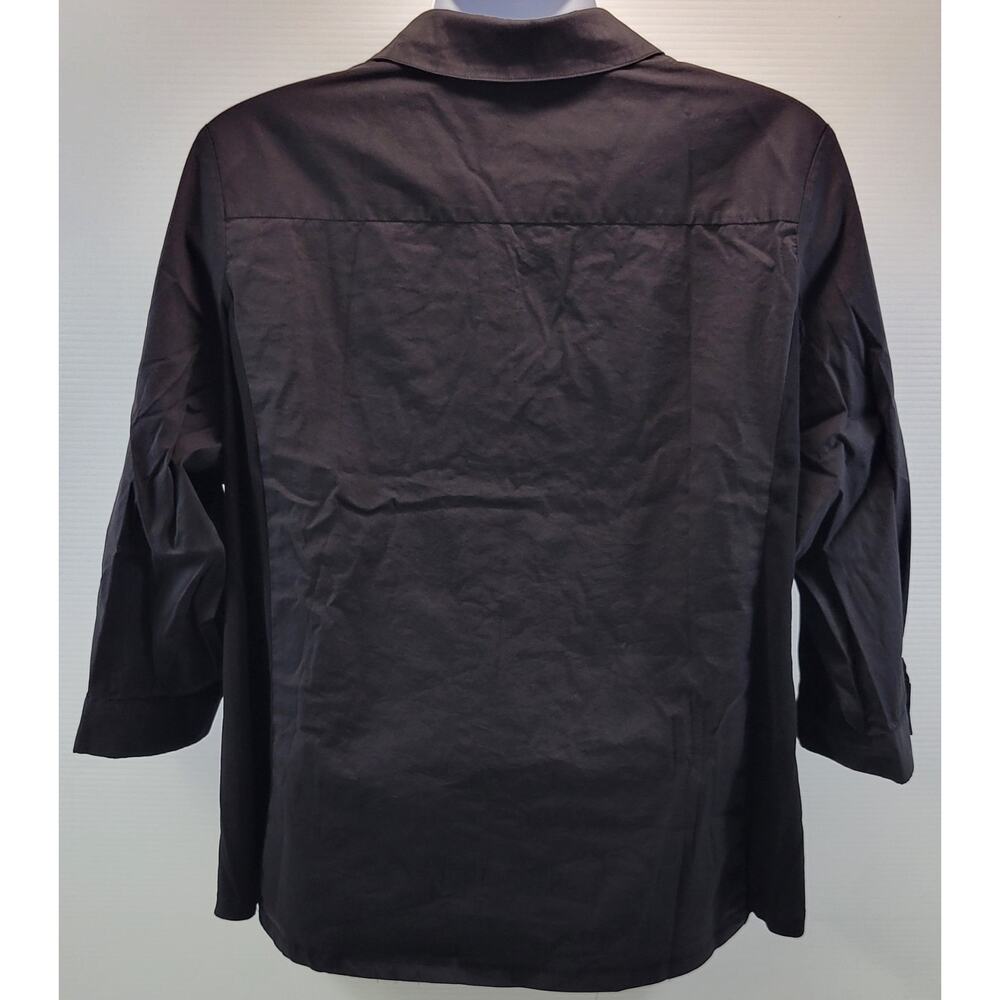 G) Avenue Woman Black 3/4 Sleeve Button Down Shirt 22/24 - Picture 6 of 11